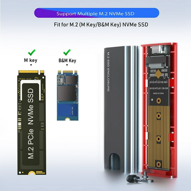 M2 SSD Case M.2 To USB 3.1 Gen 2 10Gbps NVMe SSD Enclosure for