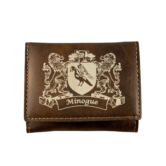 Minogue Irish Coat of Arms Rustic Leather Wallet