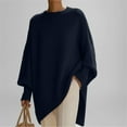 thumbnail image 6 of Women's Oversized Poncho Style Sweater, Elegant Dropped Shoulder Knit Top, Soft Luxurious Crewneck Pullover, Cozy Cape Like Design, Loose Fit Tunic, Fall Winter Comfort Wear Navy XXL, 6 of 8