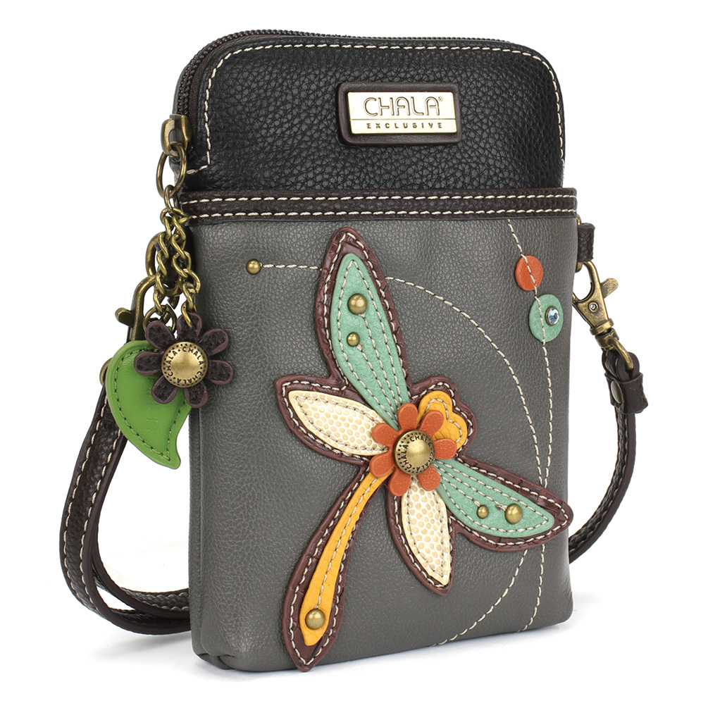 Chala Women's Adjustable Strap Fabric Lining PU Leather Crossbody Purse, Grey