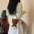 thumbnail image 3 of Hzzsbu Cute Fish Shape Crossbody Bag, Hollow Woven Leather Drawstring Shoulder Purse, 3 of 7