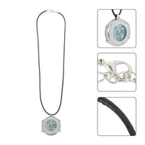 ifundom Digital Alarm Pocket Watch White Metal Glass Everyday Wear Portable Timepiece