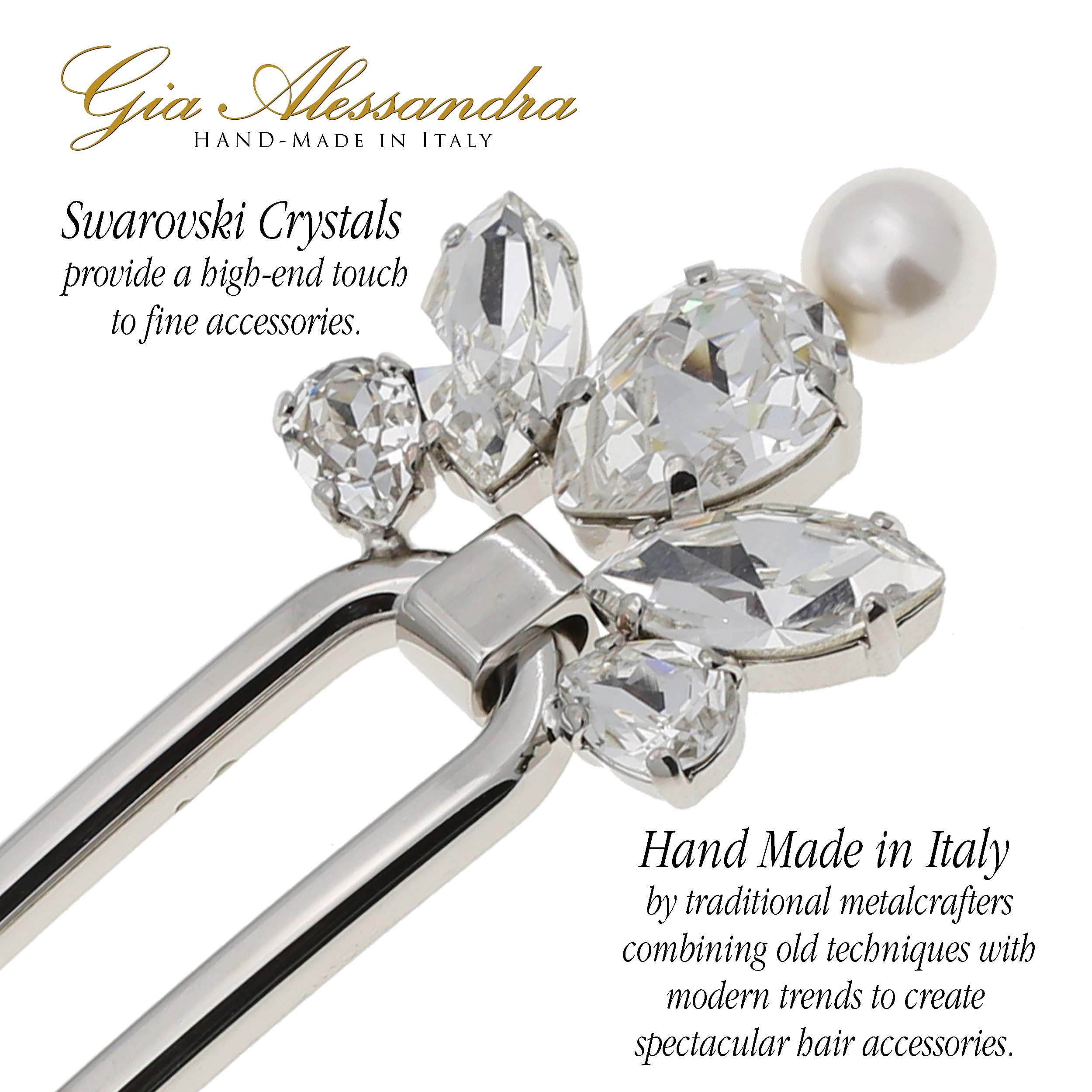 GA261 4.75 Inch Wedding Bridal Large U-Shape Hairpins Twist Stick Pins Silver with Swarovski Crystals