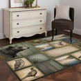 thumbnail image 4 of Wildlife Portraits Washable Area Rug 4x6 Animals Plaid Deer Owl Bear Rustic Brown Pine Cone Low-Profile Large Area Rugs with Non Slip Backing Indoor Floor Carpet for Entrance Living Room Bedroom, 4 of 9