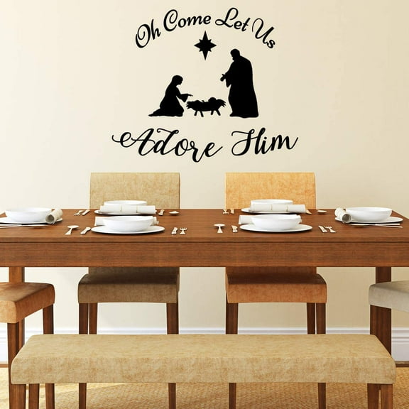 VWAQ Oh Come Let Us Adore Him Nativity Scene Wall Decal