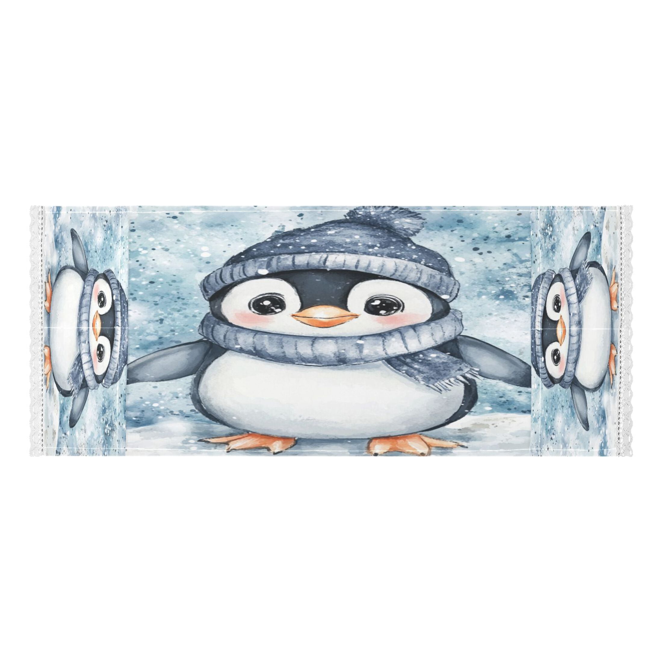 WOBOGO Blue Scarf Penguin Pattern Washing Machine Cloth Dryer Refrigerator Top Cover Protective Non-Slip Mat For Kitchen Laundry