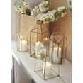 thumbnail image 2 of Serene Spaces Living Large Size Square Gold Lantern with Glass Panels, Measures 16 inches Tall, Sold Individually, 2 of 5