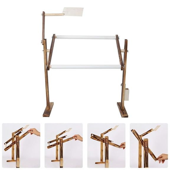 Versatile Cross Stitch Frame W/ Storage, Adjustable, Sturdy Wood Stand For Sewing Enthusiasts