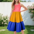 thumbnail image 2 of Girls Formal Dresses Size 14-16 Girls' Sleeveless Color Block Dress Summer Casual Sundress Skater Swing Twirly Halter Dress Girls Dresses Size 8, 2 of 5