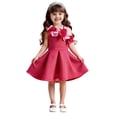 thumbnail image 1 of Ashirexll Robe de Fête Sans Manches pour Filles Polyester Col Rond Longueur Genou Style Princesse Bretelles Spaghetti Élégante pour Fête 1-8 Ans Rose Vif 3-4 Ans, 1 of 5