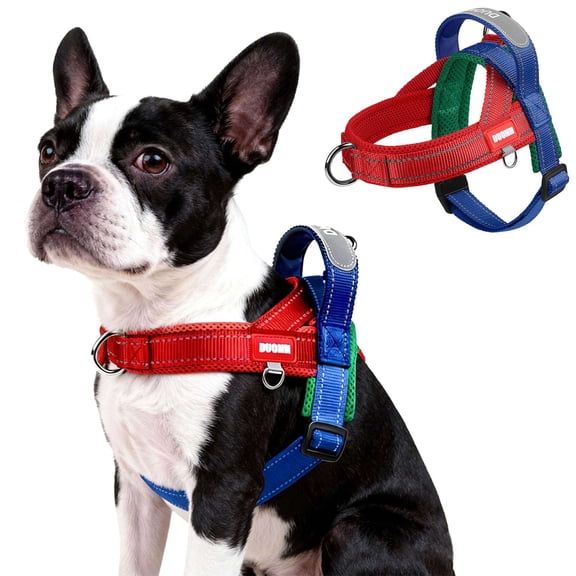 BadPiggies No Pull Dog Harness Reflective Adjustable Soft Padded Pet Vest with Handle Easy Control for Small Medium Large Dogs (M, Red)