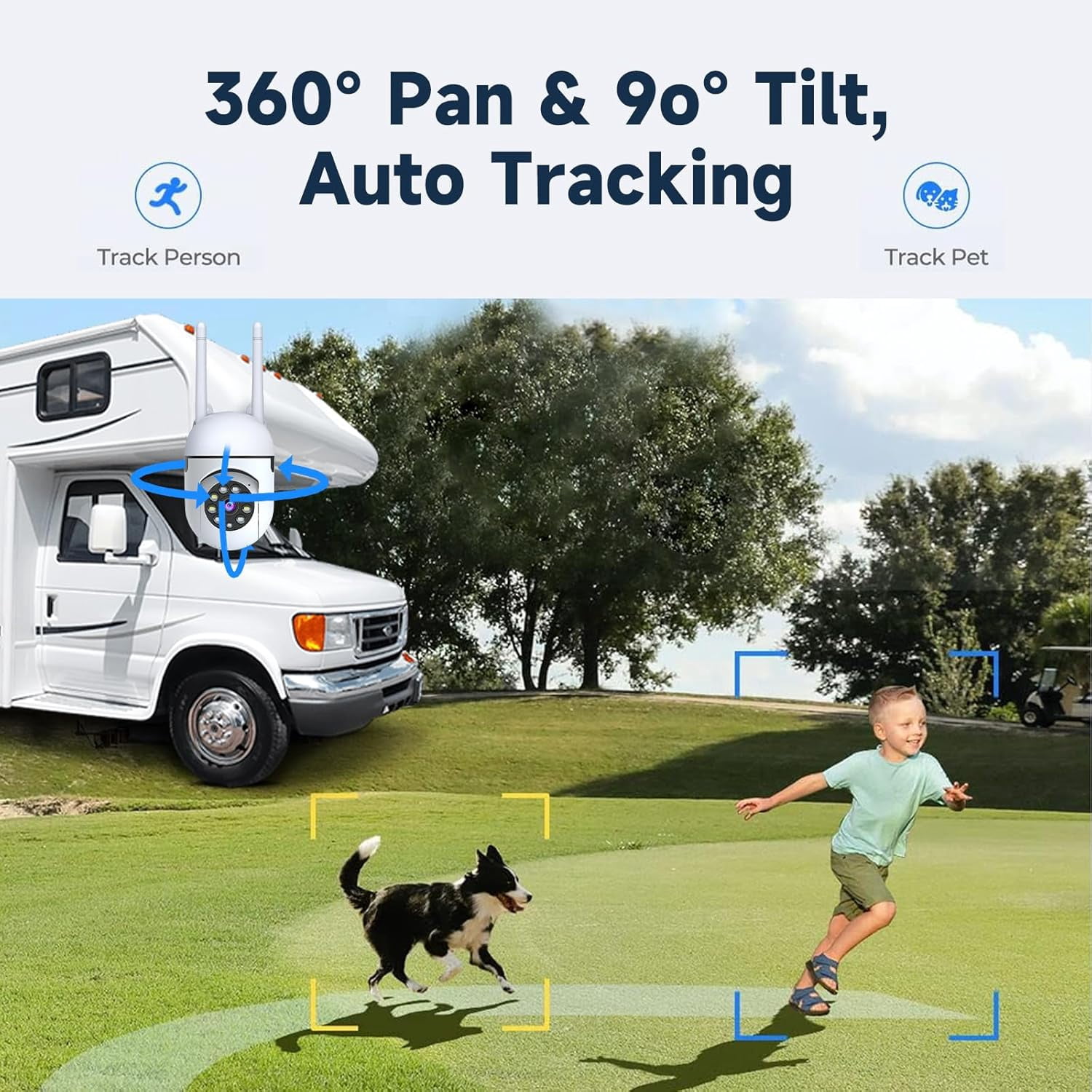 1080P wired security camera, 2.4G/5G WiFi home monitoring camera with 360°
