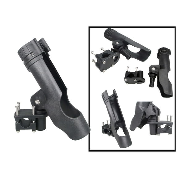Pactrade Marine Boat Pontoon Mount Adjustable Fishing Rod Holder 1 1/4' Square 7/8'' - 1'' Round Rail Tube 180 Degree