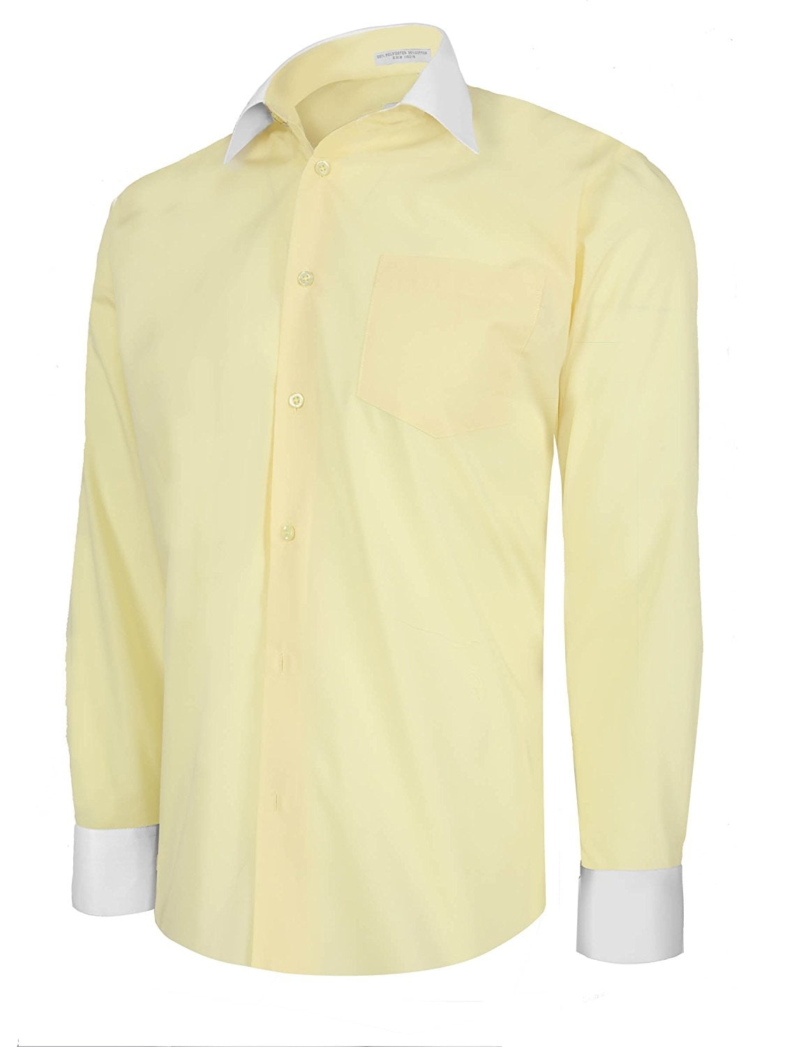Berlioni Italy Men/'s Button-Front Two Tone French Convertible Cuff Dress Shirt