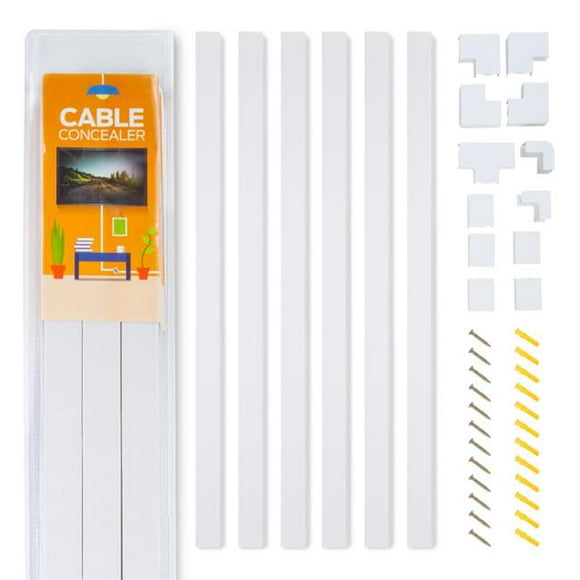 Trademark Cache-câbles sur Couvercle de Cordon Mural 6 Kit de Chemin de Roulement & 44; Blanc