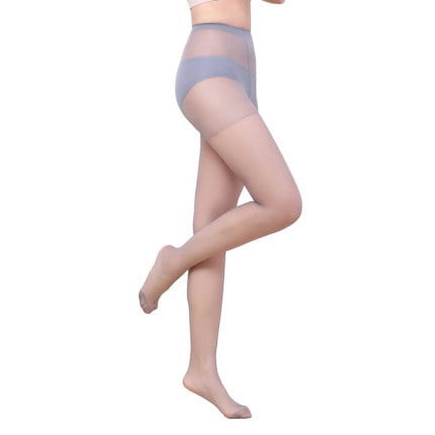 Nvzi Medias de control ultratransparentes para mujer (paquete de 3 pares): ligeras, cómodas, de ajuste perfecto, medias transparentes, color gris