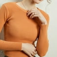 thumbnail image 5 of MSJUHEG Womens Long Sleeve Tops Turtleneck Sweater Women Polyester Round Neckline Pullover Style Long Sleeves Lightweight Women'S Sweaters Orange L, 5 of 6