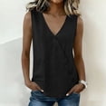 thumbnail image 2 of aohooy Linen Blouse Women Summer Sleeveless Wrap V Neck Tank Tops Button Down Lightweight Work Casual Shirt with Pocket Black,M, 2 of 8