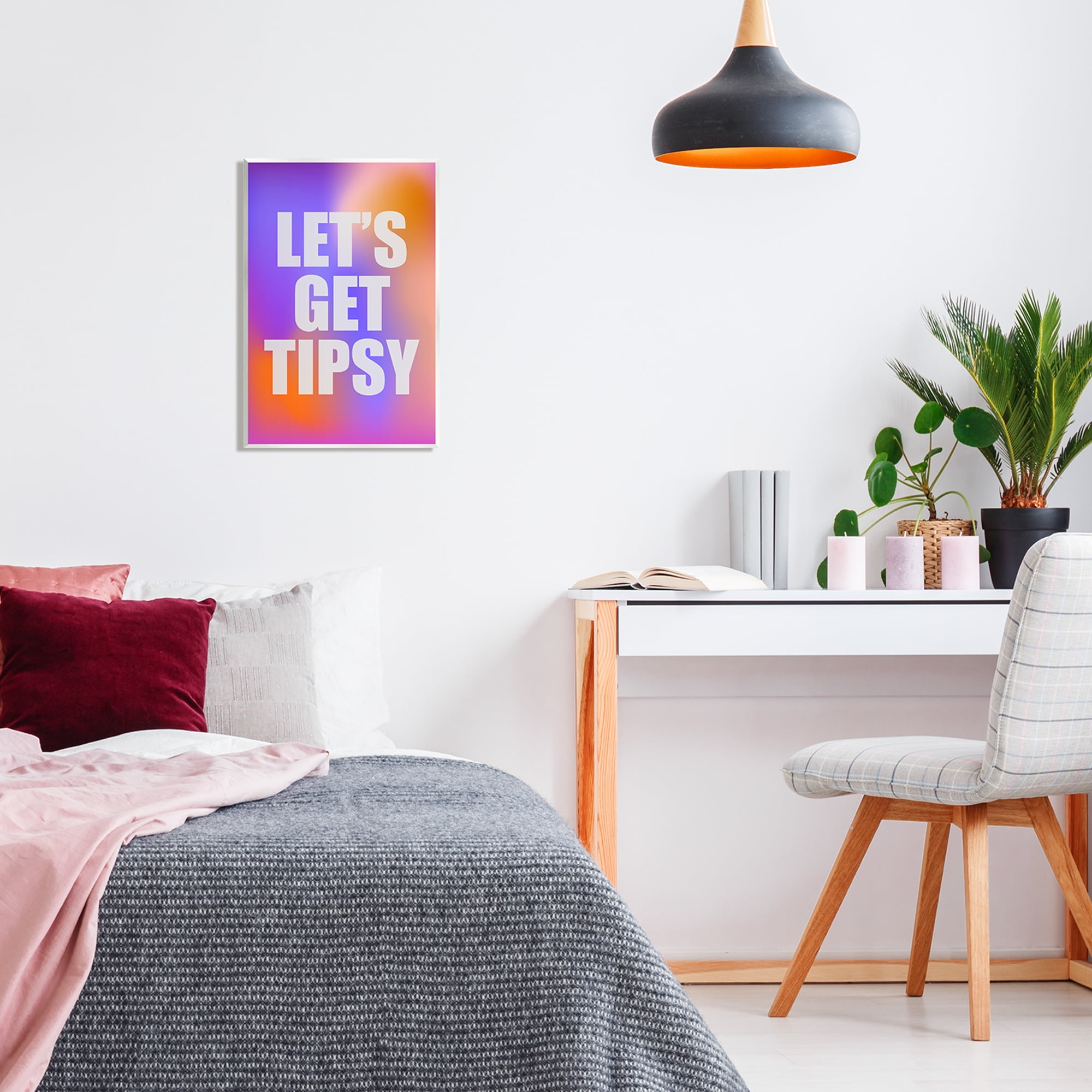 Stupell Industries Bold Let's Get Tipsy Inspirational Painting Unframed Art Print Wall Art, 13 x 19
