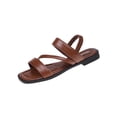 thumbnail image 2 of Crunowin Women's Open Toe Sandals, Square Toe Outdoor Style Elastic Back Casual Comfortable Shoes Brown, 2 of 9