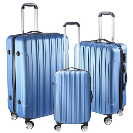 Rolling Luggage Set 3-Piece Soft-sided Rolling Luggage Set 17x14x22 Cosmetic Train Bag Travel Show Party ()