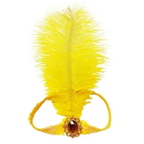 Christmas Day Cocktail for Women Sequins Feather Headpiece Headband 192ts Headwear Yellow