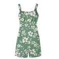 thumbnail image 5 of Womens Linen Jumpsuits Shorts Pocketed Floral Print Knotted Strap Summer Plus Size One Piece Short Rompers S-3X (M, Green 02), 5 of 5