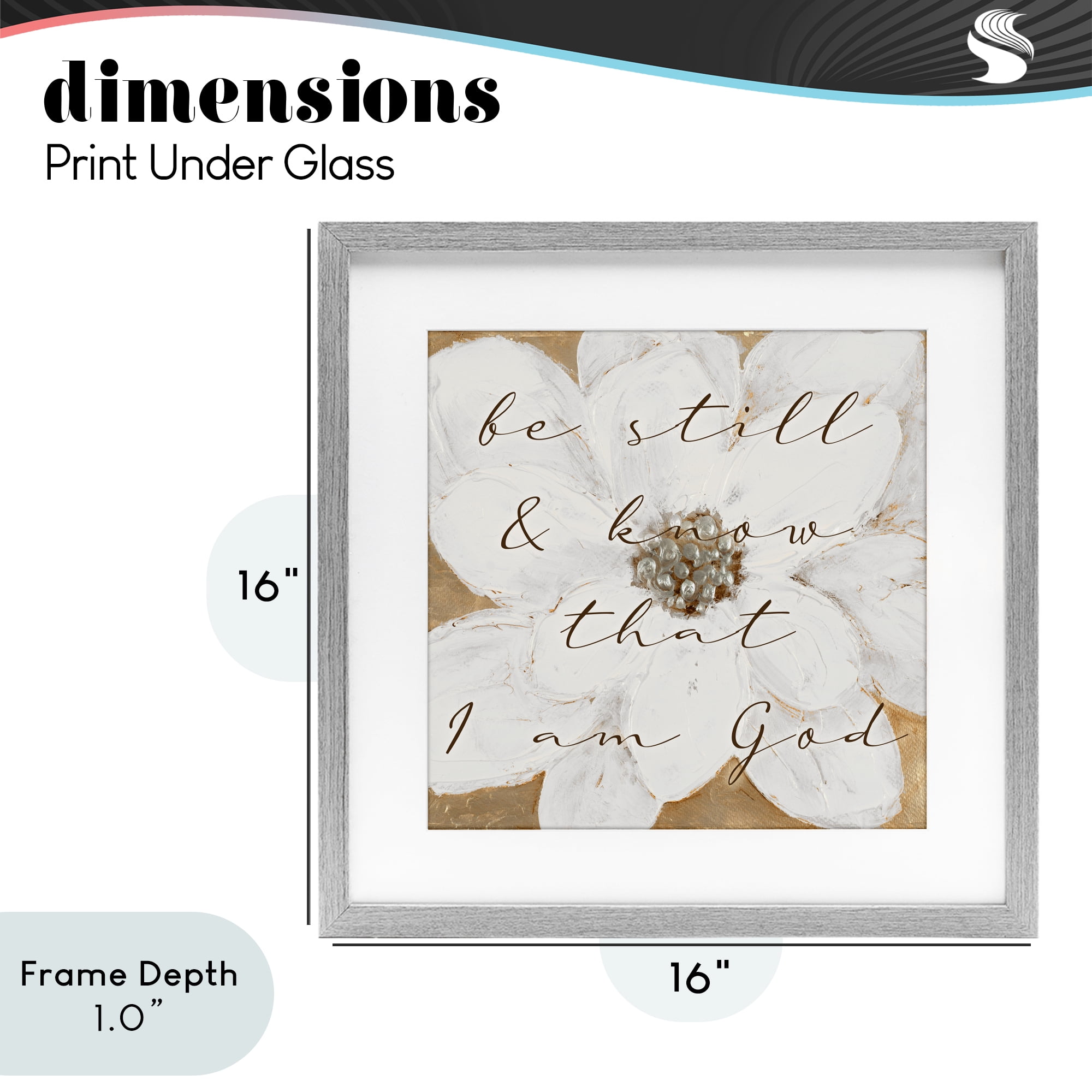 Stupell Industries Be Still with White Magnolia Gray Framed Print Under Glass, design by Lanie Loreth