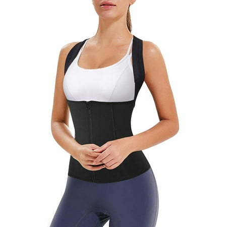 

CtriLady Women s Back Support Braces Waist Trainer Vest Posture Corrector for Spinal Neck Shoulder Back Support Tummy Control Body Shaper Top(Black XX-Large)
