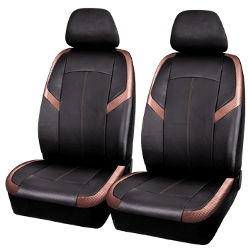 Auto Drive 2 Piece Carbon Fiber High Back Seat Covers Leather Copper, Universal Fit, 1902SC32
