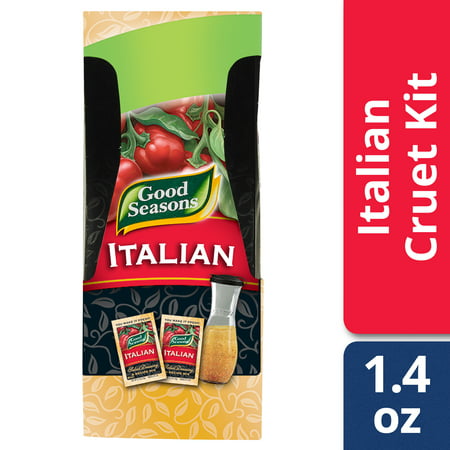 (3 Pack) Good Seasons Italian with Cruet Salad Dressing & Recipe Mix, 2 - 0.7 Oz