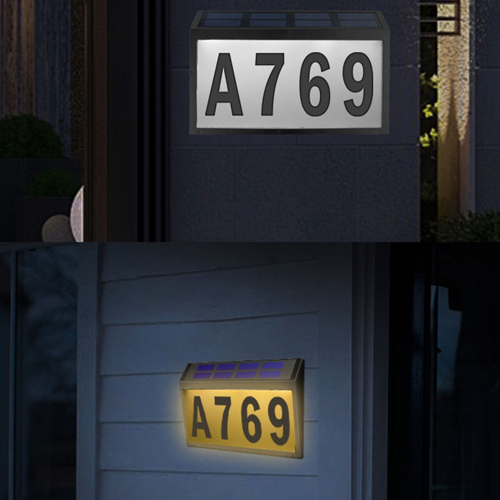 Solar Powered Address Sign Solar House Number Light Outdoor Waterproof LED Address Sign Lamp for Mailbox Street Yard