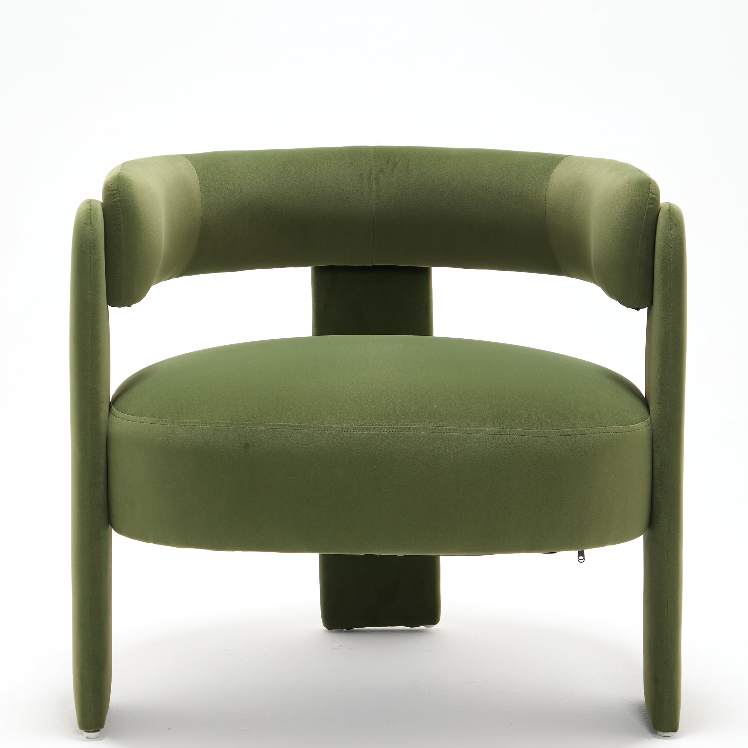 Aukfa Modern Velvet Barrel Accent Chair with 8.66" Thick Seat Cushion, Upholstered Armchair with 300 lb Weight Capacity for Living Room,Olive Green