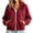 Red, variant on Turilly Women's Casual Full Zip Hoodie Drawstring Collared Long Sleeve Sweatshirt, Relaxed Fit Solid Color Loose Top with Pockets