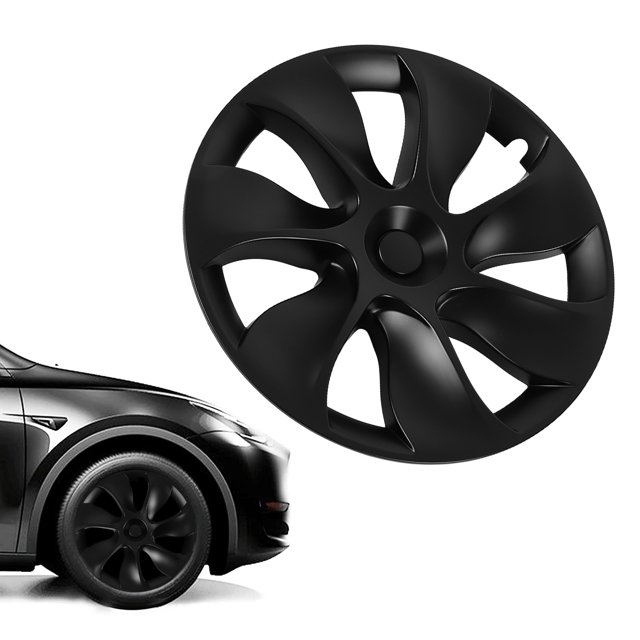 Wheel Hub Cap, 4PCS Matte Black 19 Inch Wheel Adapter Set Matte Black Snap on Hub Caps Full Protection for Teslas Y 2020-2023