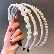 Handmade Beaded Pearl Headband Wedding Headdress Temperament Wrap Accessories 5#
