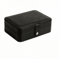 thumbnail image 4 of Ladies' portable small jewelry box (black), girls' double-layer display storage box, can store earrings, rings, necklaces, leather travel jewelry box, 4 of 5