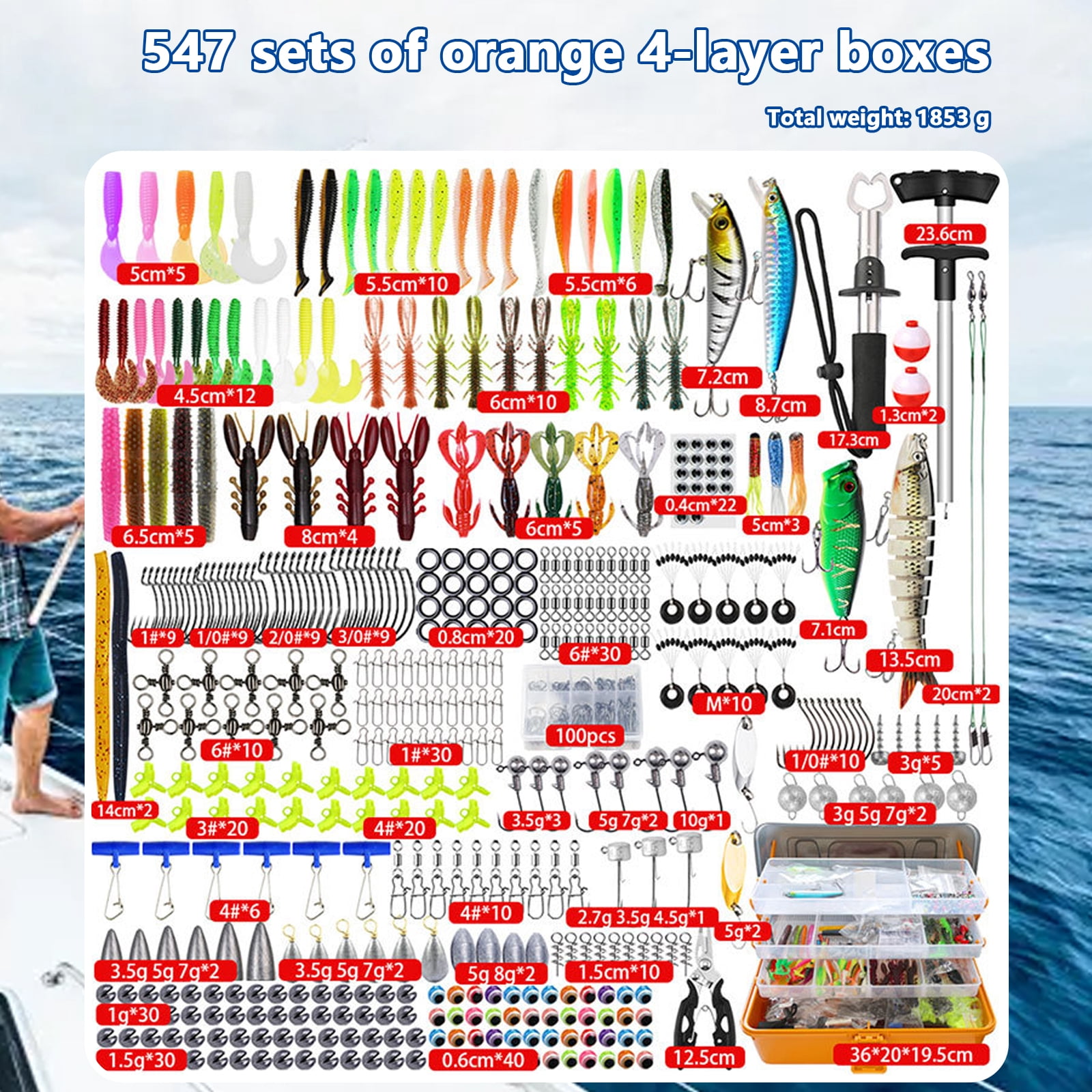 Arcticwind Fishing Accessories Kit, 547 PCS Fishing Lures Kit, Fishing Tackle Box, Lifelike Artificial Lures for Saltwater Freshwater Fishing, Includes Crankbaits, Spoon, Hooks Other Access