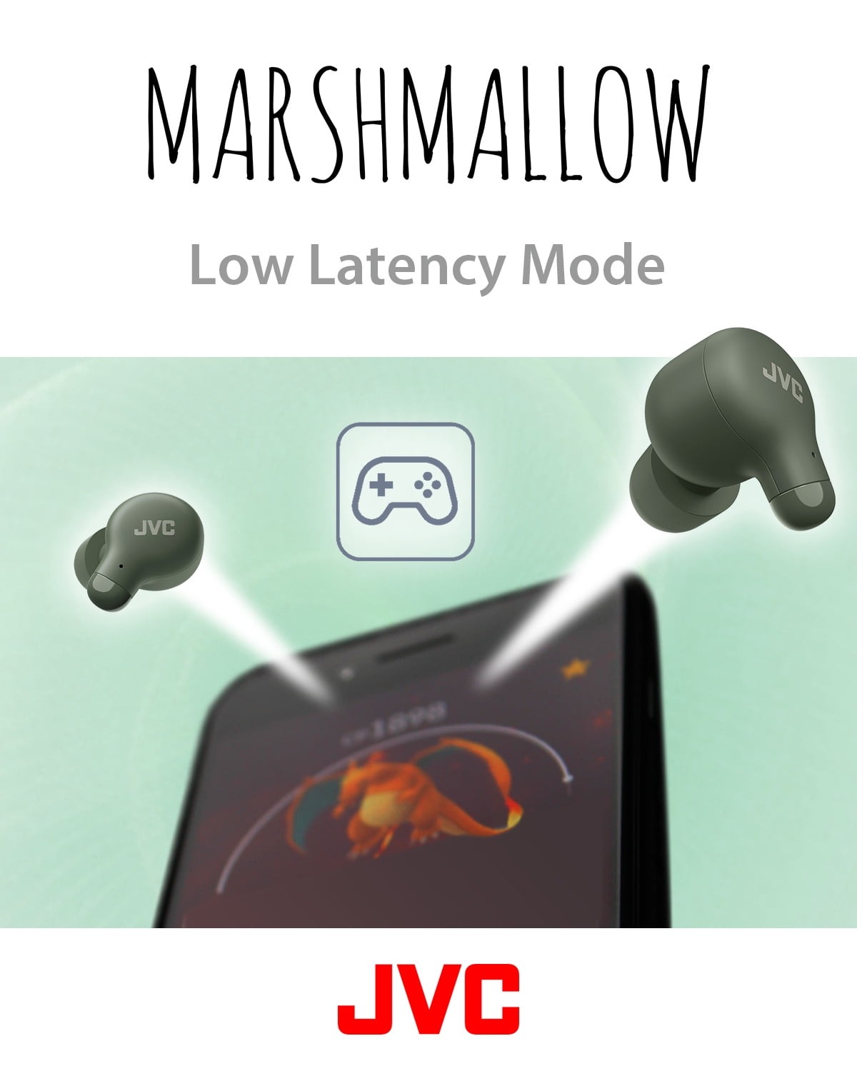 JVC New Marshmallow True Wireless Earbuds with Memory Foam Earpieces, Green