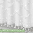 thumbnail image 2 of Boho White Woven Fabric Shower Curtain with Tassel 72 x 72 Modern Farmhouse Minimalist, Bohemia Tufted Chevron Striped Chic Textured, Waterproof Cloth Curtain for Bathroom, Hotel Decor, 2 of 6