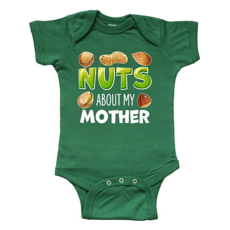 

Inktastic Nuts About My Mother Peanut Almond Pistachio Gift Baby Boy or Baby Girl Bodysuit