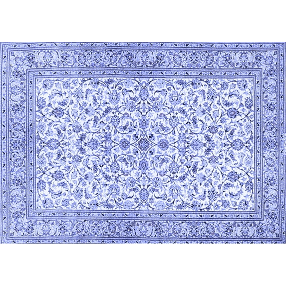 Ahgly Company Machine Washable Indoor Rectangle Persian Blue Traditional Area Rugs, 6' x 9'