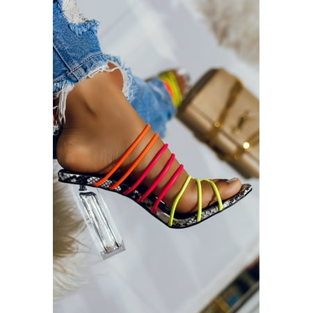 Clear Mule - CAPE ROBBIN Fia Strappy Open Toe Chunky Clear Heel Mule Pump Sexy Sandals