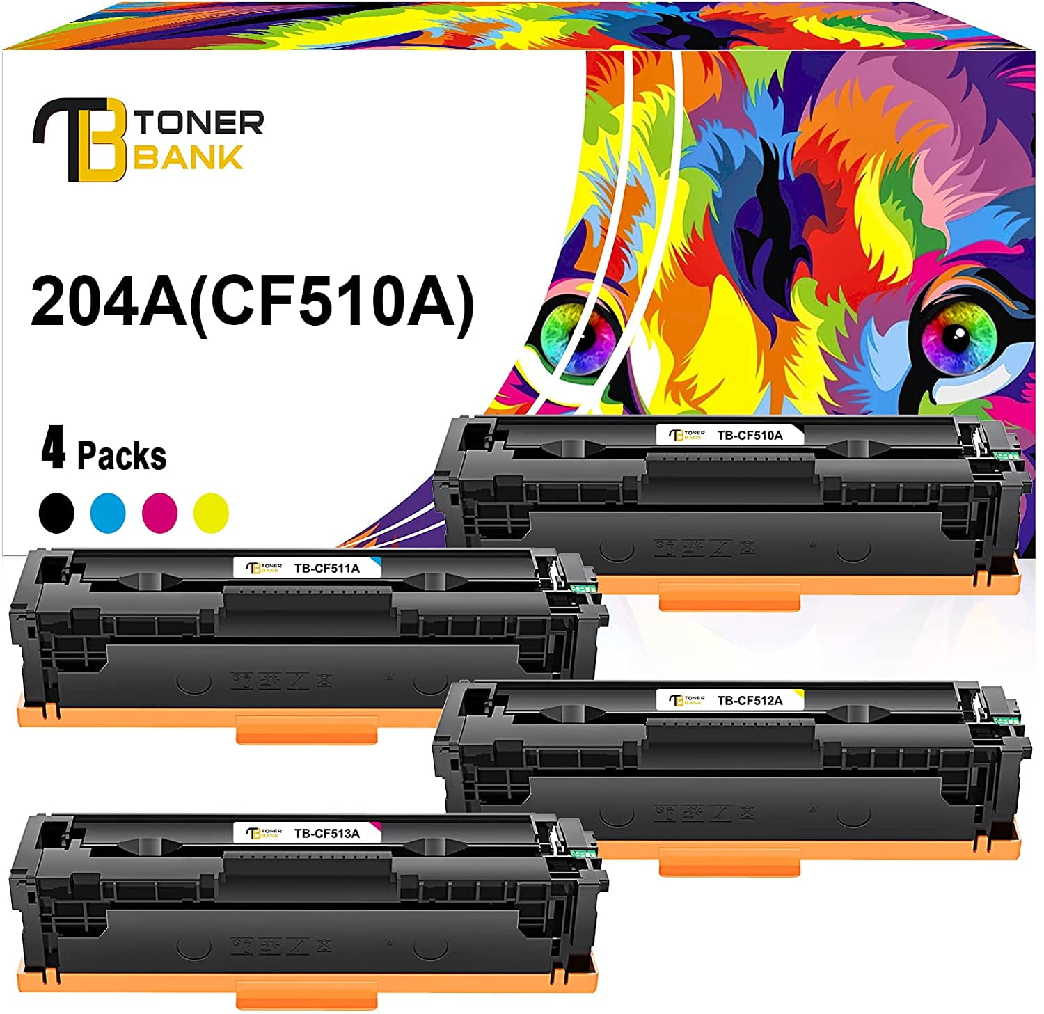 4 Pack CF510A Black Toner Cartridge For HP 204A Color LaserJet Pro M180nw M181fw 