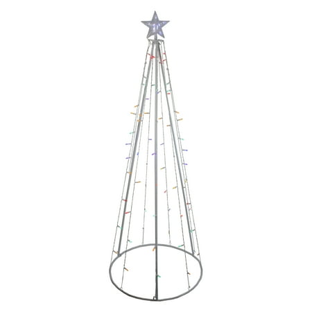 Multi-color cone tree outdoor decoration Features a lighted crystalline ...