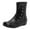 Black, variant on Mid Calf Boots for Women Hidden Wedge Low Heel Fashion Cap Toe Splice Leather Studded Zip up Winter Booties
