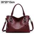 thumbnail image 2 of Pekwouc Genuine Leather Handbags Tote Shoulder Bag for Woman Satchel Designer Purse Top Handles Crossbody Bag Large Capacity,Purple red, 2 of 5