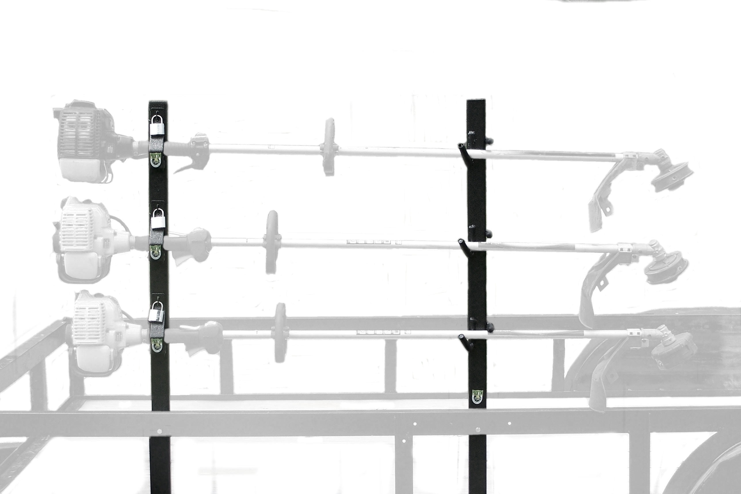 Lockable 3 Place Trimmer Rack for Open Trailers by Pack'em