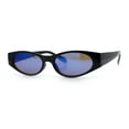 thumbnail image 5 of Womens Oval Color Mirror Rectangle Retro 90s Thick Temple Sunglasses Black - Blue Mirror, 5 of 7