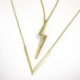 thumbnail image 3 of Bling Jewelry Womens Minimalist  Lightning Bolt Pendant Necklace 14K Gold Plated Silver, 3 of 5